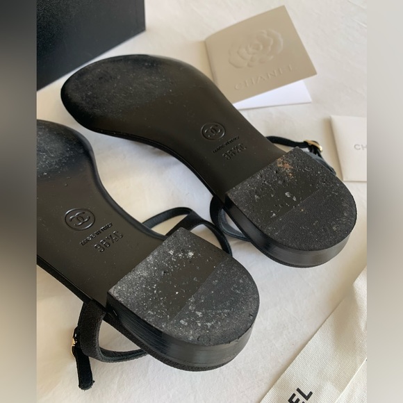 Authentic CHANEL Black Leather Sandals - Picture 8 of 13